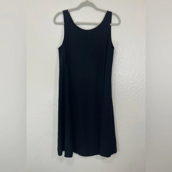 Eileen Fisher 100% Silk Black Sleeveless Midi Dress Women’s Sz Small Minimalist - Picture 1 of 13